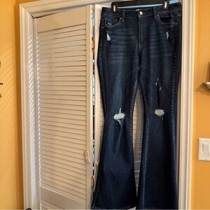 KanCan Dark Blue Distressed Flare Jeans